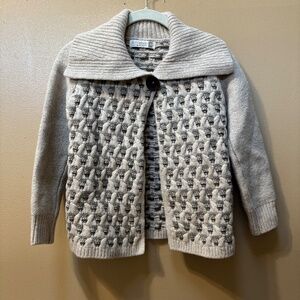 Fisherman out of Ireland Wool Long Sleeve Gray/Tan Cardigan Size XS